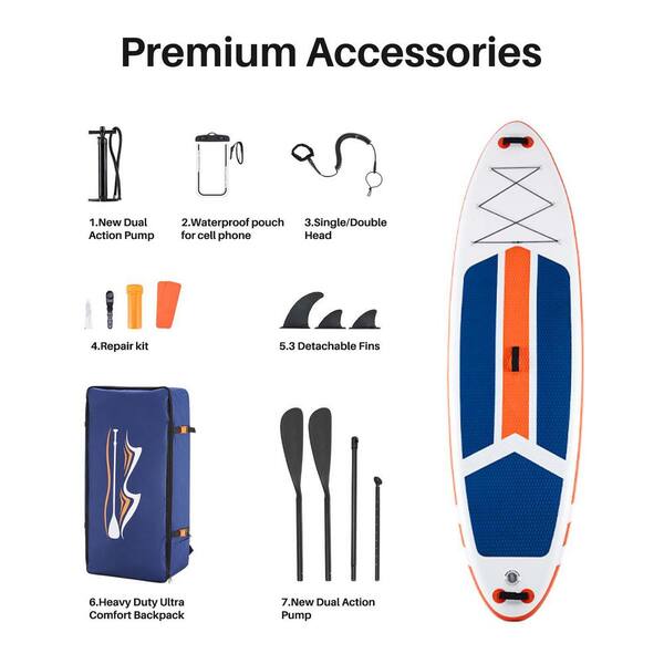 Outdoors Inflatable Stand Up Paddle Board 2-in-1 Paddle for Adults