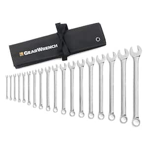 12-Point SAE Long Pattern Combination Wrench Set with Roll (18-Piece)
