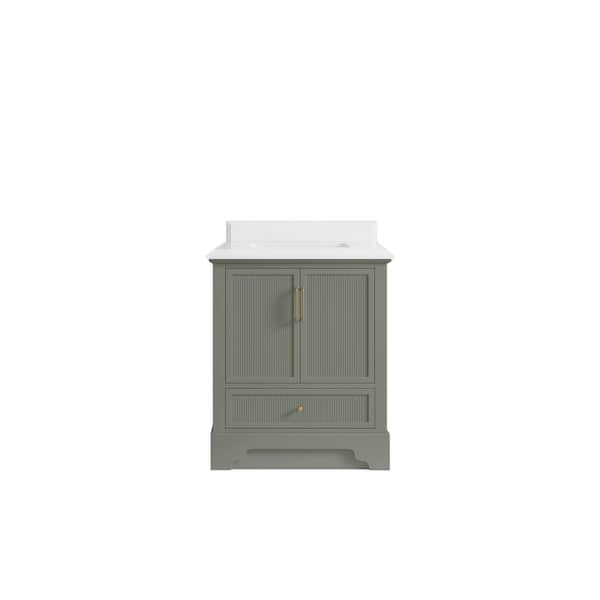 Willow Collections Alys 30 in. W x 22 in. D x 36 in. H Single Sink Bath Vanity Center in Evergreen with 1.5 in. White Quartz Top
