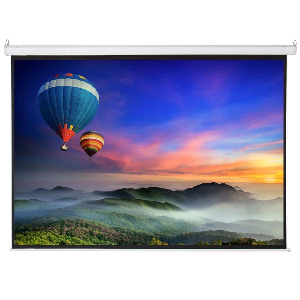 110" Matte White Motorized Projector Screen with Remote Control