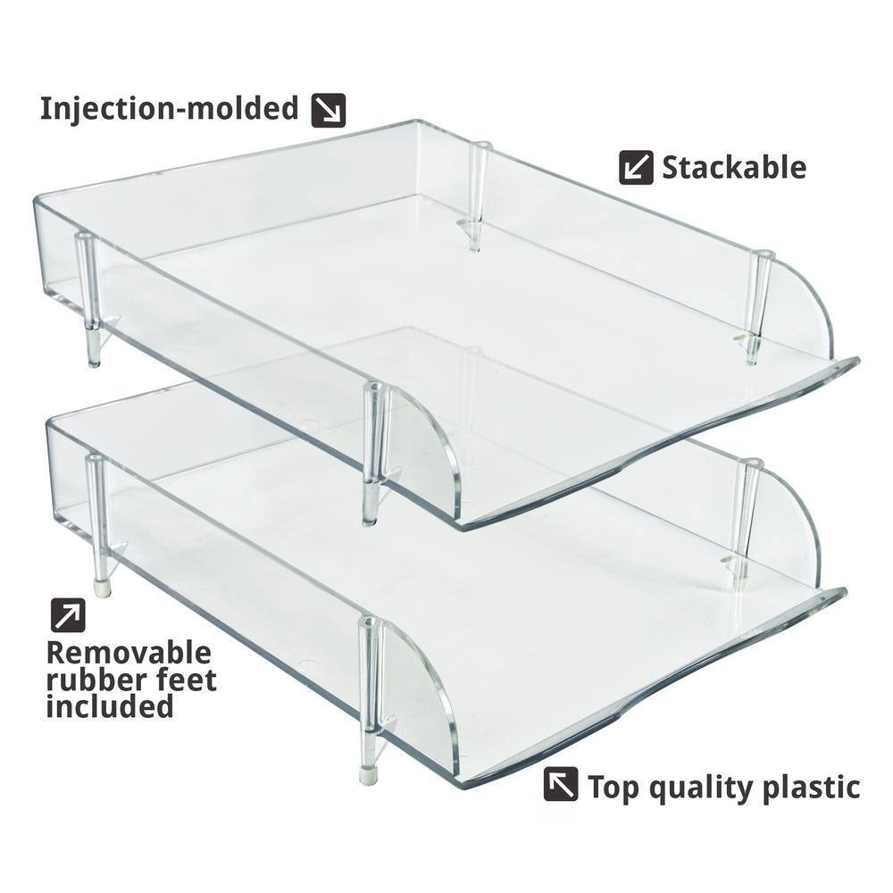 Clear Stackable Letter Tray Desk Organizer, 4-Pack