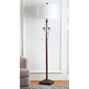 Birdsong 61 in. Oil-Rubbed Bronze Iron Floor Lamp with Off-White Shade