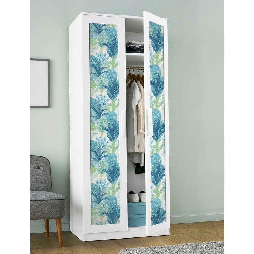 Teal and Blue Botanical Peel and Stick Vinyl Wallpaper