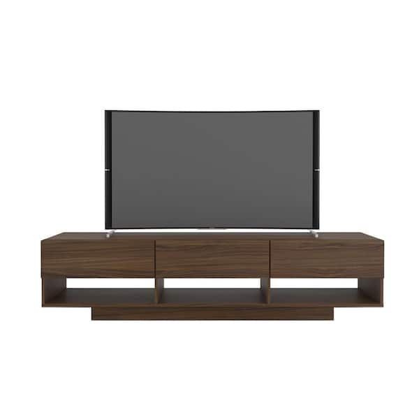 Nexera Rustik 72 in. Walnut TV Stand with 3-Drawers Fits TV's up to 80 in. with Cable Management