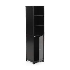 15.00 in. W x 15.75 in. D x 63 in. H Black Linen Cabinet with 5-Shelves and 1-Door