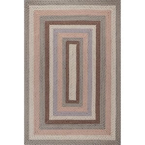 Gwyneth Braided Borders Taupe 8 ft. x 10 ft. Indoor/Outdoor Patio Area Rug