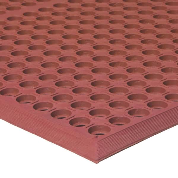 Red Anti-Fatigue Rubber 36" x 60" Drain Mat Grease Resistant Restaurant Doormat 