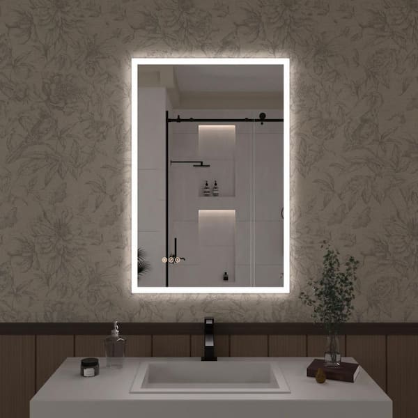 Hermitage Bath Haru 24 in. W x 36 in. H Rectangular Frameless LED Wall Bathroom Vanity Mirror