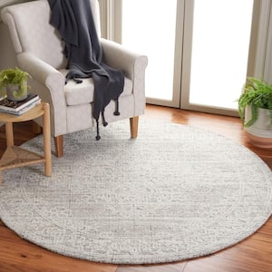 Ebony Brown/Ivory 6 ft. x 6 ft. Bordered Round Area Rug