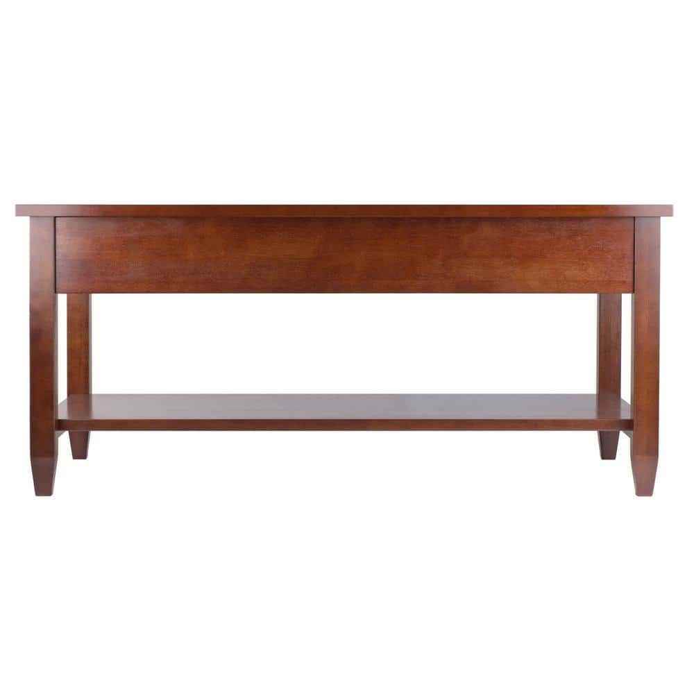 Walnut Rectangular Coffee Table with Drawer and Shelf