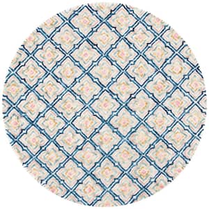 Trace Ivory/Navy 6 ft. x 6 ft. Moroccan Round Area Rug