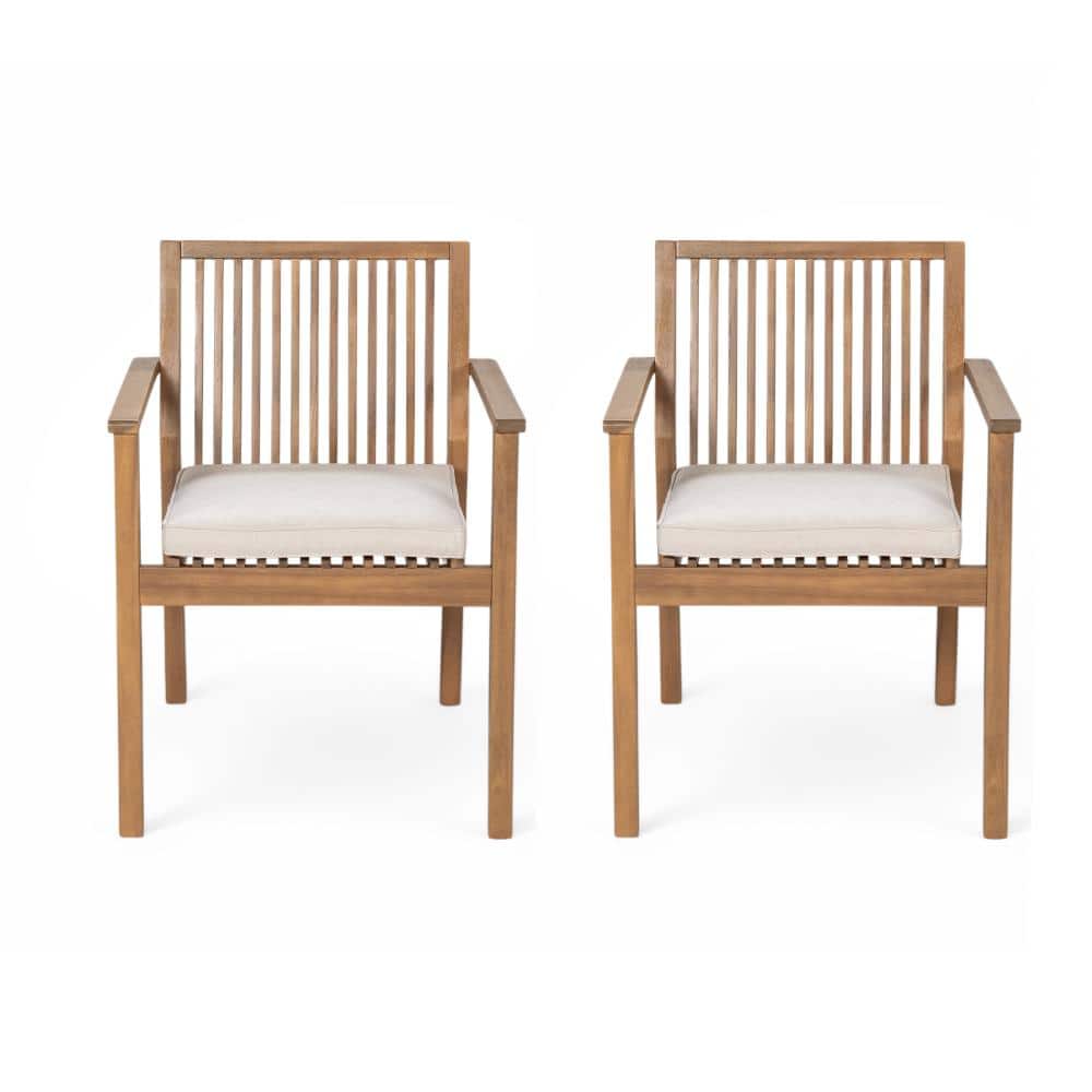 23.5 in. W x 32.5 in. H 2-Pack Patio Dining Chairs, Acacia Wood, Waterproof Seat, 400lbs Load, Brown Frame price history on PriceWatchPro