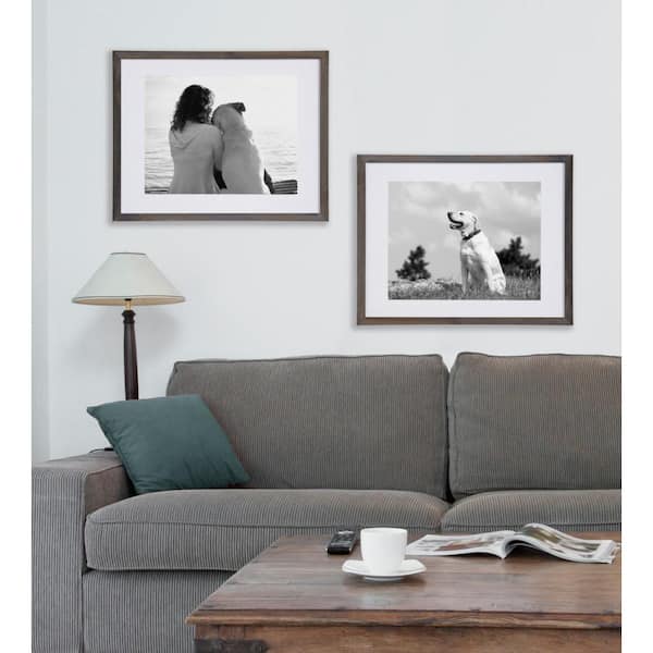 Gallery 14 in. x 18 in. Matted to 11 in. x 14 in. Gray Picture Frame (Set of 2)
