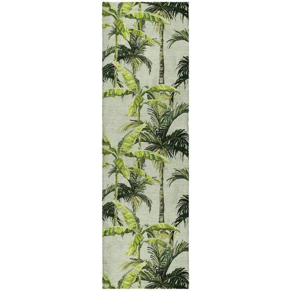 Dream Shag Premium Machine Washable Abstract ADS205 Green 2 ft. x 7 ft. Runner Rug