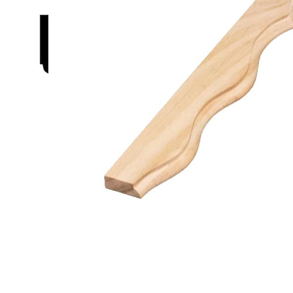 DM S2 - 5/16 in. x 1-7/8 in. Solid Pine Wall and Cabinet Trim Molding with Scalloped Edges