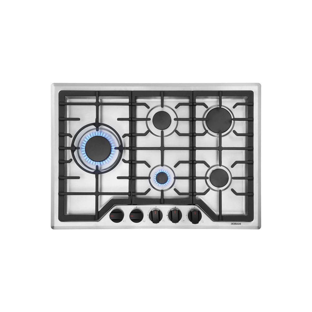 30 in. 5 Sealed Brass Burners Recessed Gas Cooktop in Stainless Steel with 15000 BTU Wok Burner and LP Conversion Kit price history on PriceWatchPro