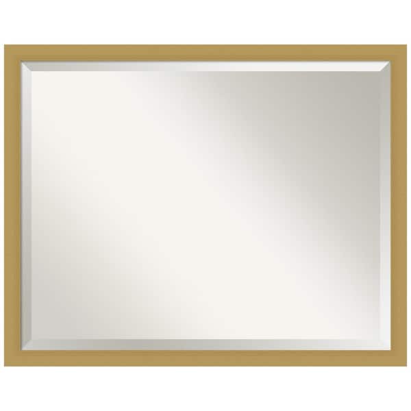 Amanti Art Grace 30 in. x 24 in. Modern Rectangle Framed Brushed Gold Narrow Bathroom Vanity Mirror