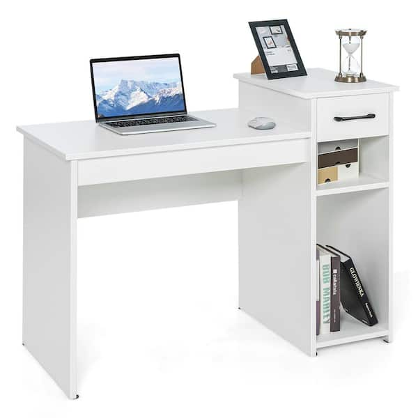 Costway 22 Wide Computer Desk Writing Study Laptop Table w/ Drawer &  Keyboard Tray White