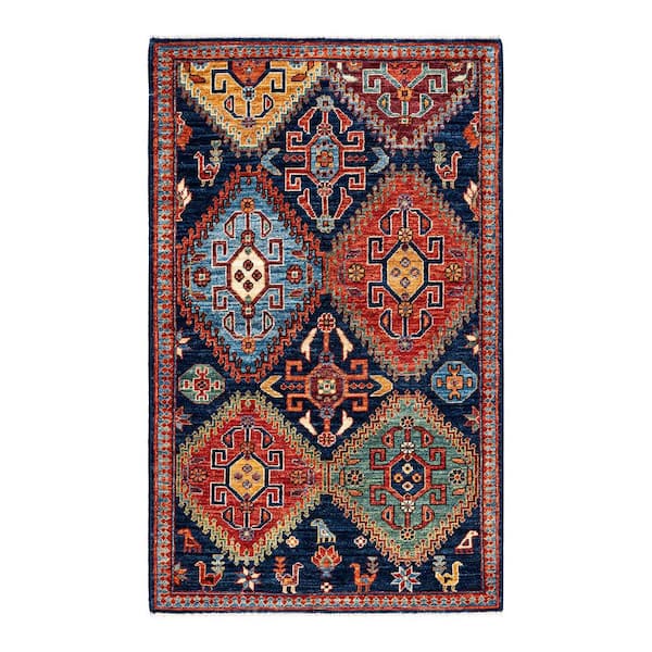 Solo Rugs Serapi One-of-a-Kind Traditional Blue 3 ft. x 5 ft. Hand Knotted Tribal Area Rug