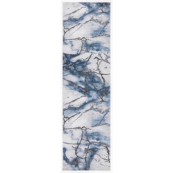 Craft Gray/Blue 2 ft. x 14 ft. Distressed Abstract Runner Rug