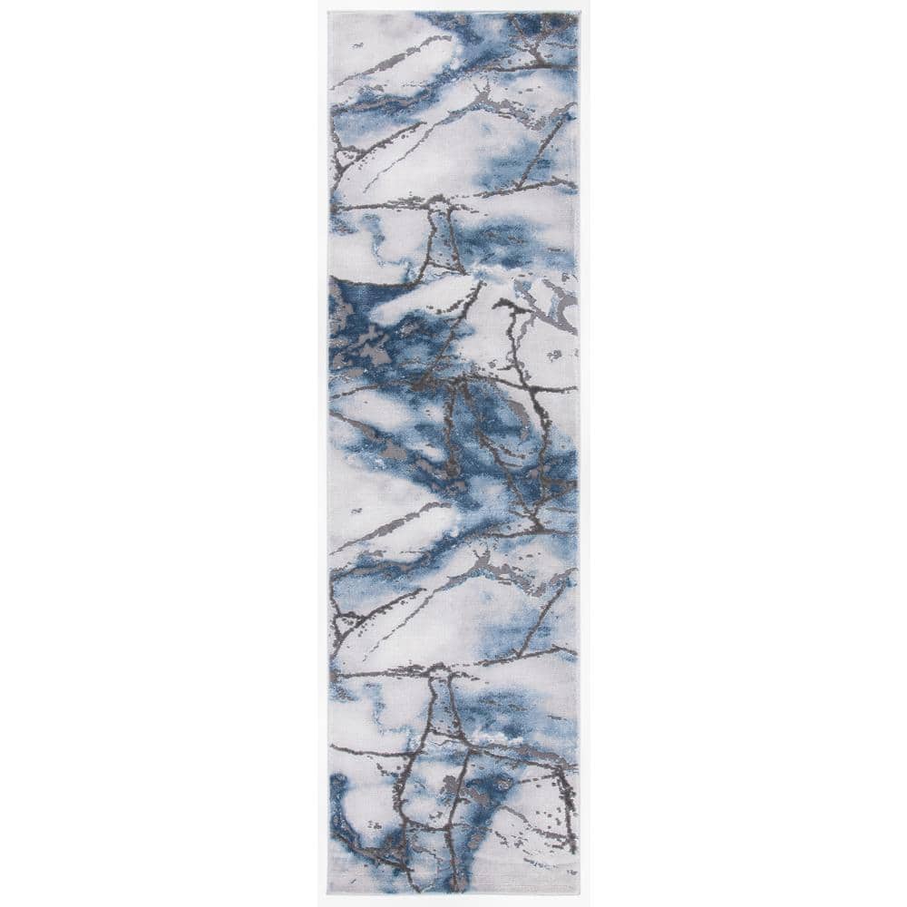 Craft Gray/Blue 2 ft. x 8 ft. Distressed Abstract Runner Rug price history on PriceWatchPro