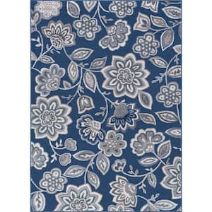 Madison Floral Navy 9 ft. x 13 ft. Indoor Area Rug