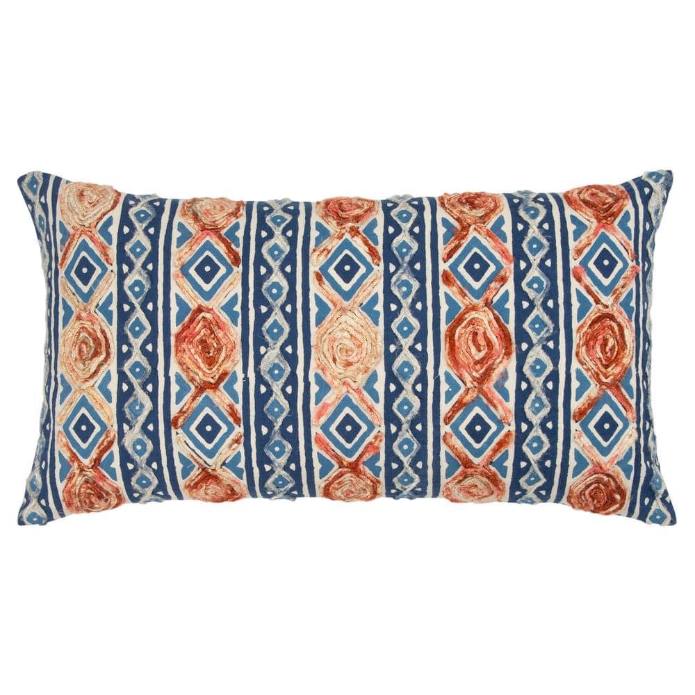 The Pillow Collection Helmut Geometric Blue Down Filled Throw Pillow
