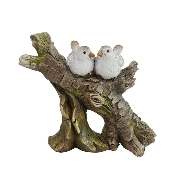 Alpine Corporation White Love birds on Wood Statue