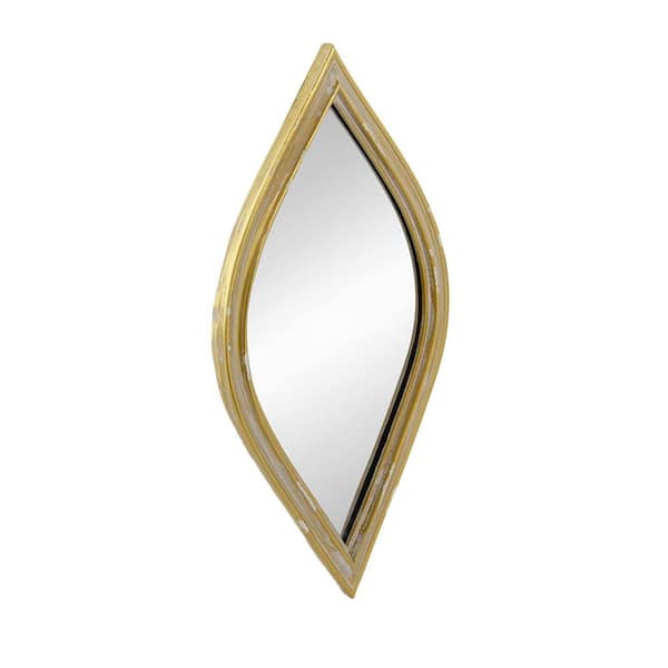Antique Gold 7 in. W x 13 in. H Diamond-Shaped Irregular Wall Mirror, Easy to Install, Adds Beauty, Romance to Any Space