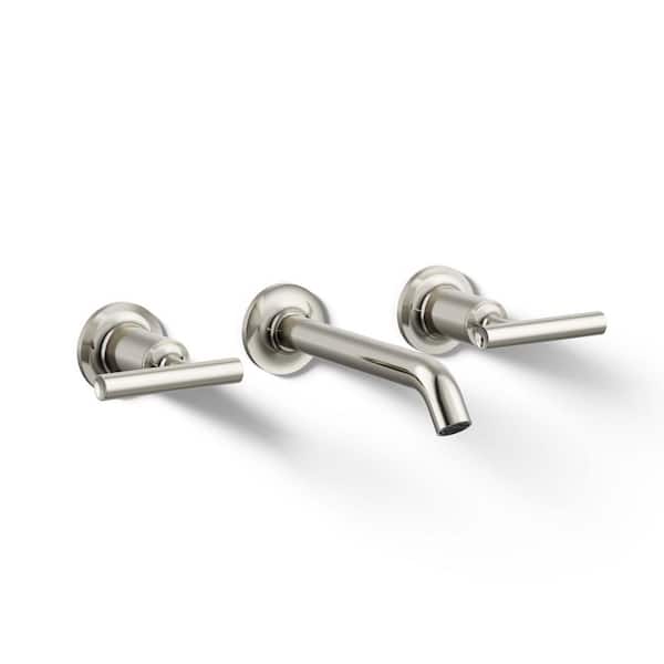 KOHLER Purist 2-Handle Wall-Mount Bathroom Faucet in Vibrant Polished Nickel
