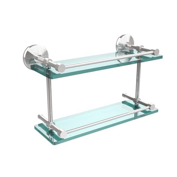 Allied Brass Monte Carlo 16 in. L x in. H x in. W 2-Tier Clear Glass  Bathroom Shelf with Gallery Rail in Polished Chrome MC-2/16-GAL-PC The  Home Depot