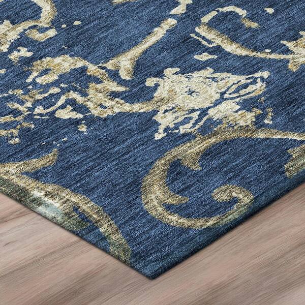 Chantille Machine Washable Indoor/Outdoor Abstract ACN3012 Navy 2 ft. x 7 ft. Runner Rug