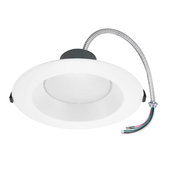 8 in. Recessed Commercial LED Downlight, No Housing Required White Trim Selectable Color Temperature/Wattage 2400 Lumens