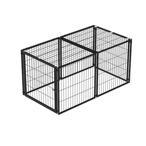 48"L x 26.3"W x 23.8"H Large Dog Cage, Dog Kennel for Medium Dogs Puppy Dog Playpen with Top, Pet Cage, Indoor, Black