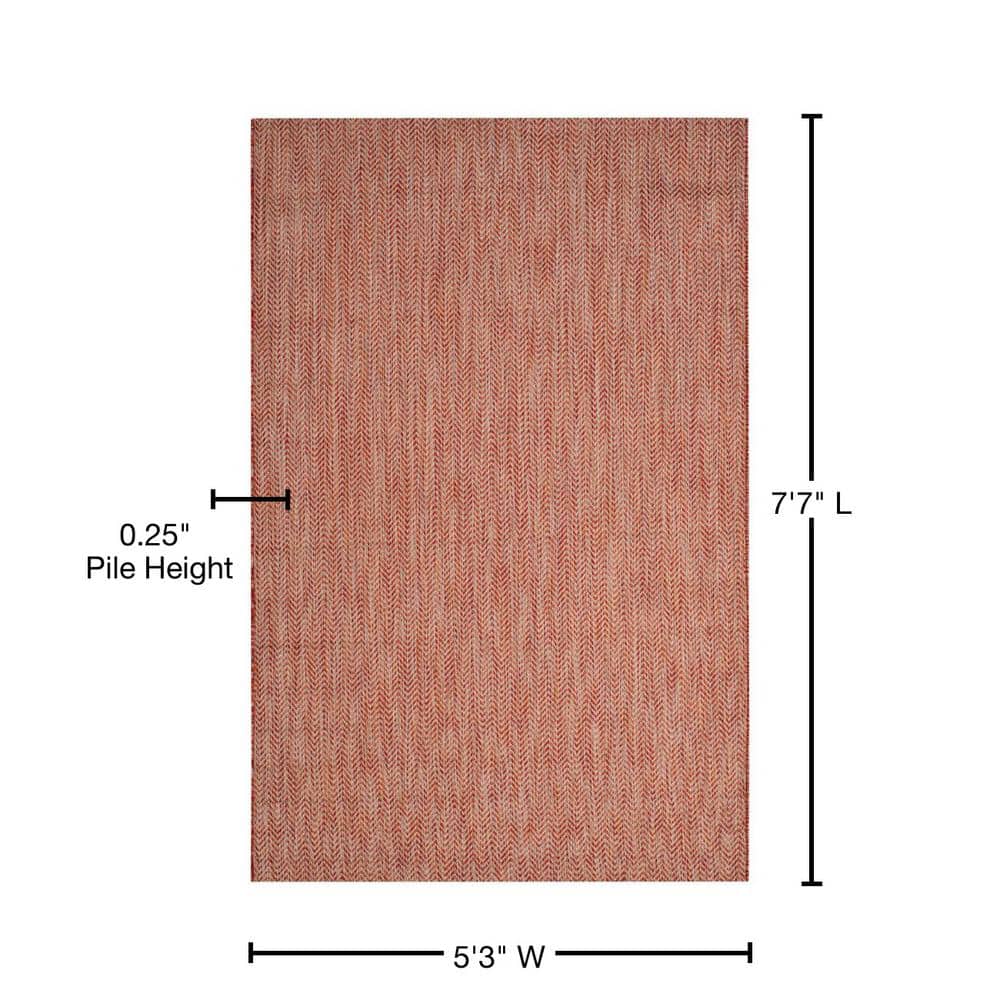 Terracotta and Beige Chevron Outdoor Area Rug