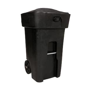 64 Gal. Automated Bear Resistant Outdoor Trash Can in Blackstone with Attached Lid and Wheels