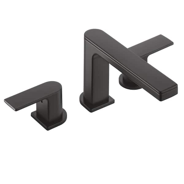 Xander 2-Handle Deck-Mount Roman Tub Trim Kit in Matte Black (Valve Not Included)
