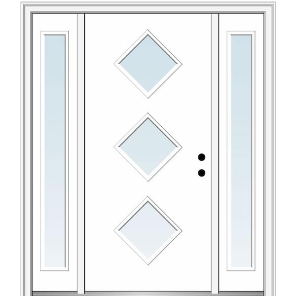 MMI Door 64.5 in. x 81.75 in. Aveline Left-Hand Inswing 3-Lite Clear Low-E Painted Fiberglass Prehung Front Door with Sidelites