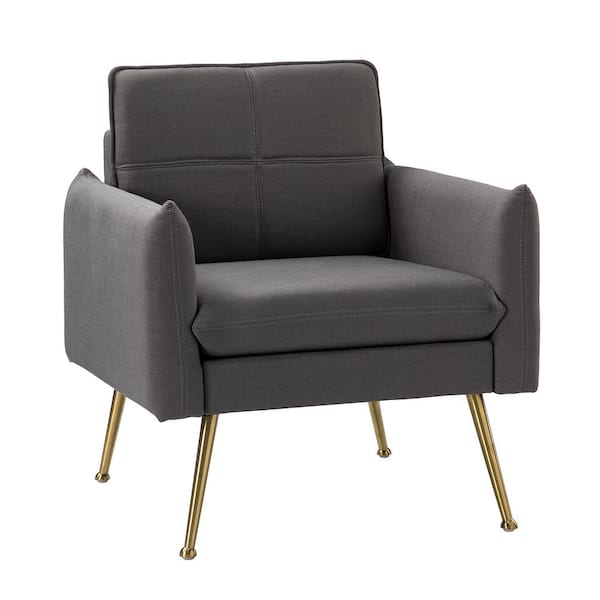 JAYDEN CREATION Nina Grey Armchair with Welt Trim