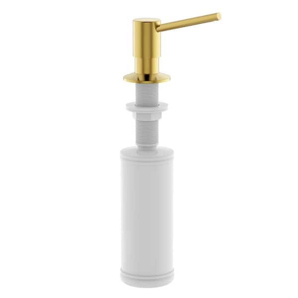 Brushed Gold Built-In All Metal Countertop Soap Dispenser Dish Soap Hand Lotion Pump with Refillable Bottle