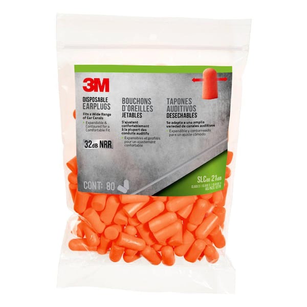 3M Orange Disposable Foam Earplugs (80-Pack) (Case of 6)