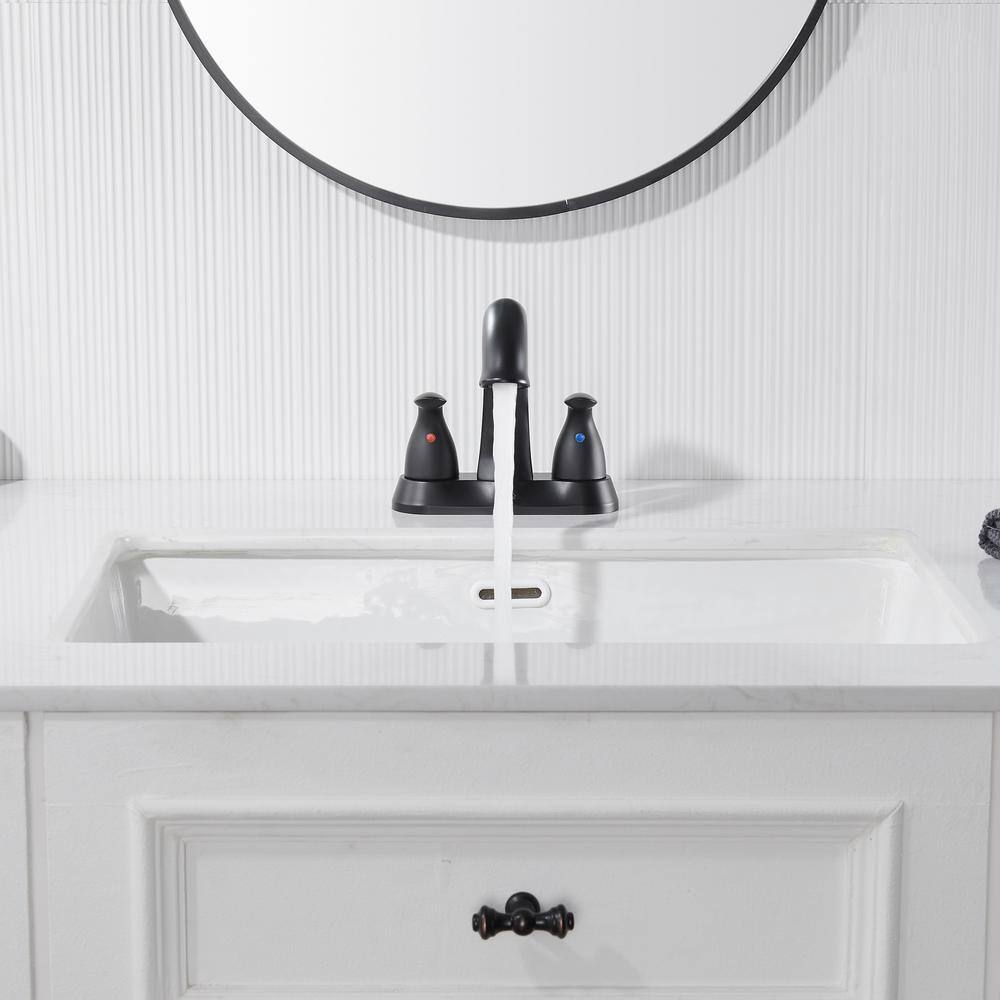 Matte Black Stainless Steel Centerset Bathroom Faucet with Drain