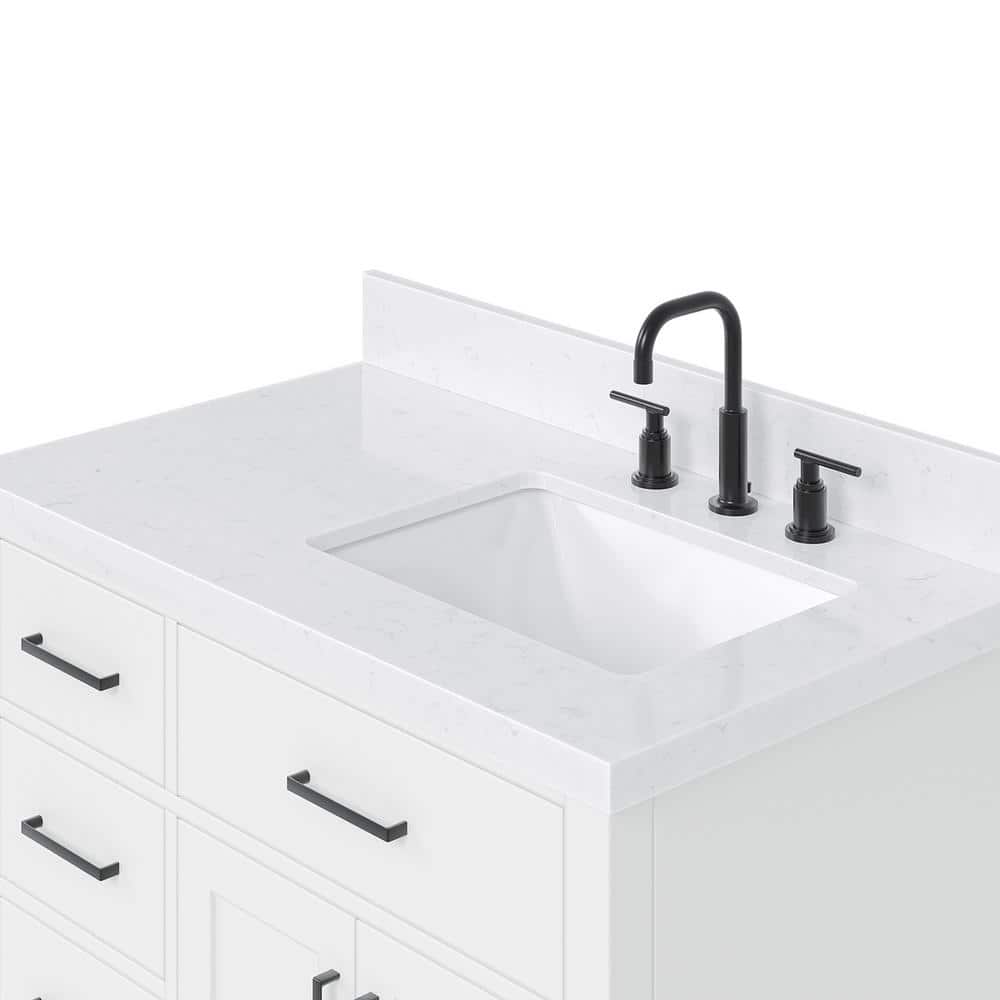 Hepburn 36" White Freestanding Single Basin Vanity with Quartz Top