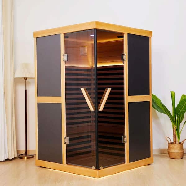 Moray 2-Person Indoor Hemlock Infrared Sauna with 10 Far-Infrared Carbon Crystal Heaters and Chromotherapy