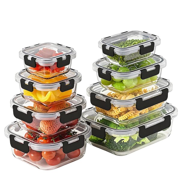 10-Pack Borosilicate Glass Meal Prep Containers With Locking Lids – Microwave & Dishwasher Safe