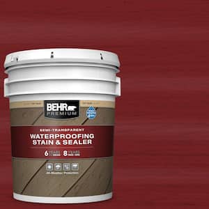 5 gal. #ST-112 Barn Red Semi-Transparent Waterproofing Exterior Wood Stain and Sealer