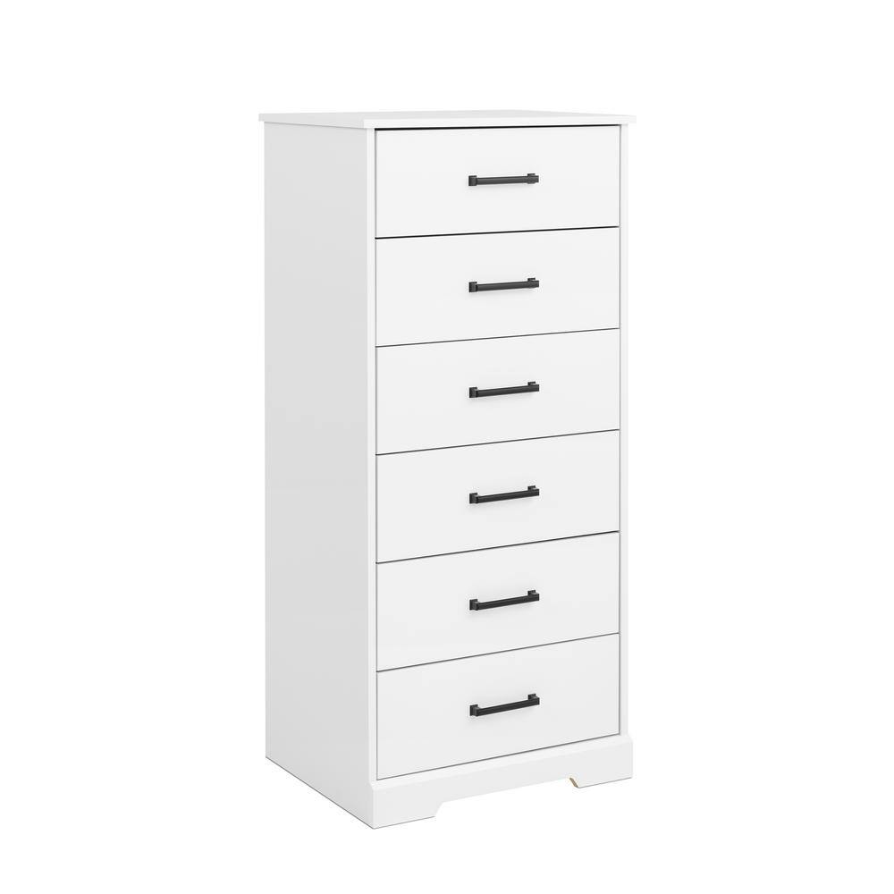 Rustic White Vertical 6-Drawer Farmhouse Dresser