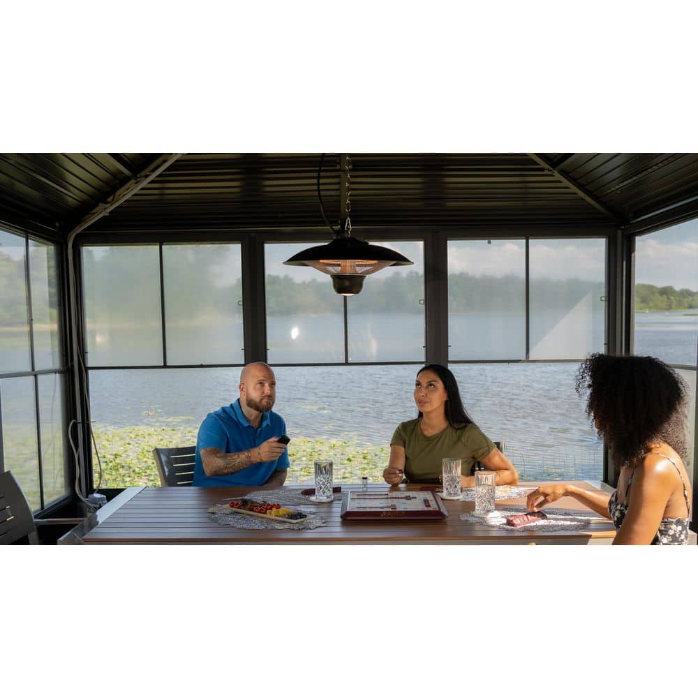 Black Infrared Electric Hanging Patio Heater with LED and Remote