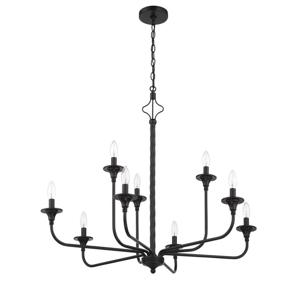 Flat Black 8-Light Candle Style Chandelier