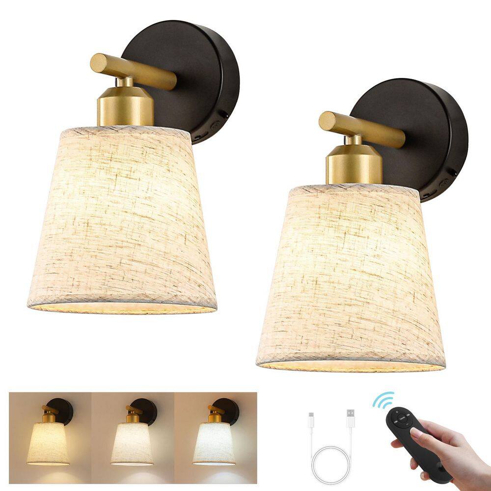 5.91 in 1-Light Black and Brass Dimmable LED Wall Sconce with Adjustable Switch for Hallways, 2-Pack Wall Decor price history on PriceWatchPro
